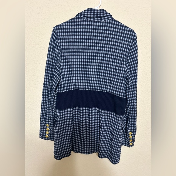 Cabi Checkered Plaid Blazer Jacket women’s navy Blue Career Academia size large - Picture 5 of 13